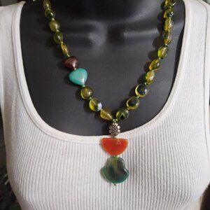 Vintage Polished Stone Necklace.